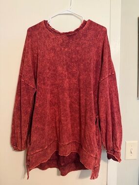 Red Long Sleeve Top